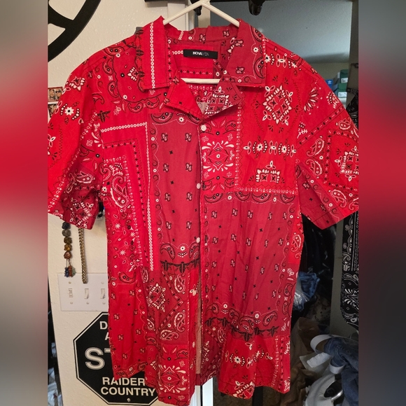 Fashion Nova | Shirts | Nova Men Red Bandana Print Shirt | Poshmark